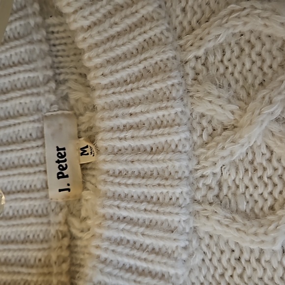 Vintage Heavy Cream Cable Knit Sweater Unisex Medium - Wool & Mohair - Picture 7 of 12